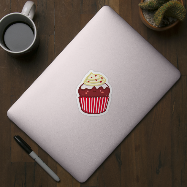 Red velvet cupcake doodle design by Marie.c.doodles